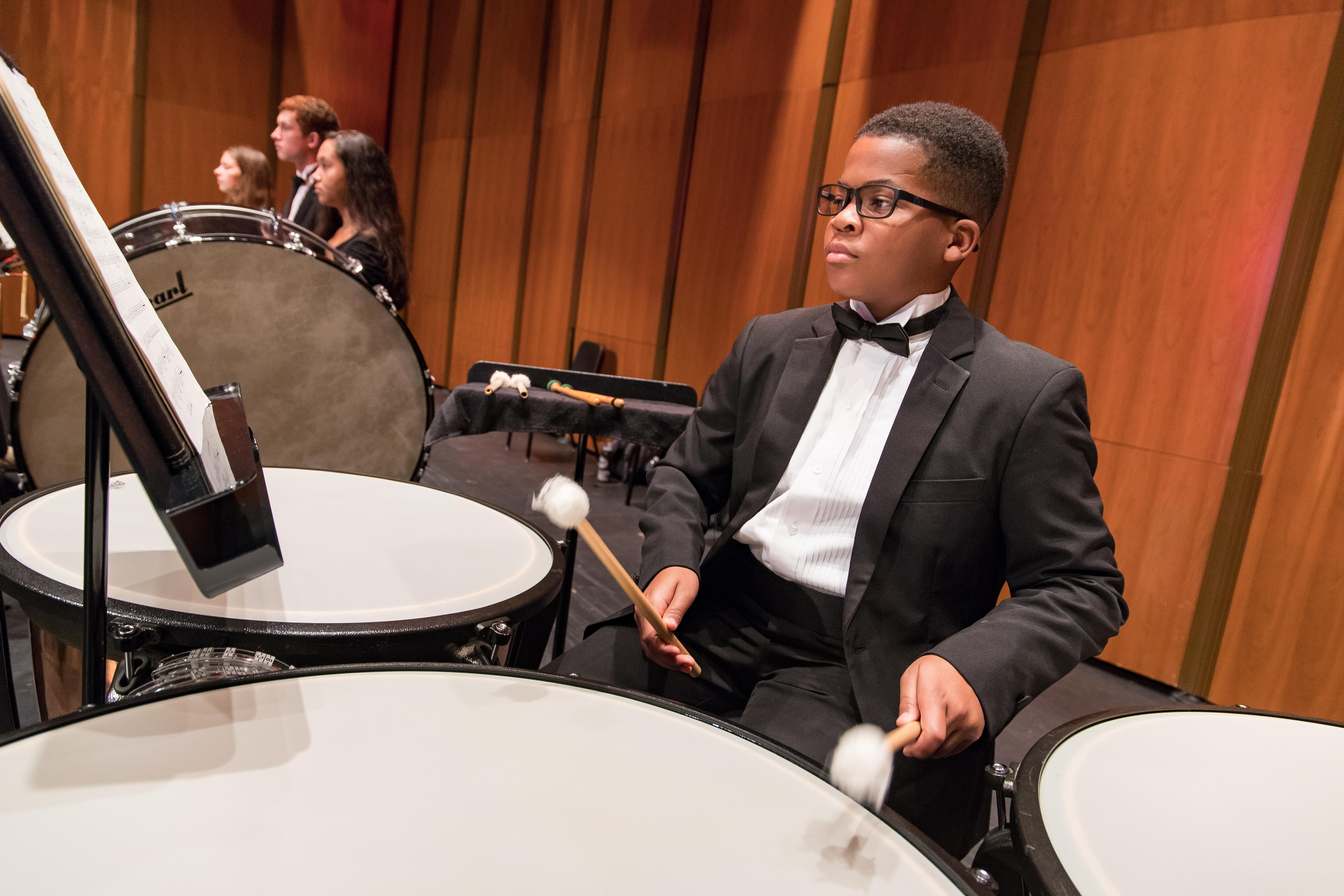 student playing timpani